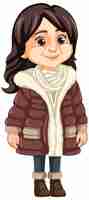 Bezpłatny wektor strój zimowy kobieta w średnim wieku w czapce beanie i futrzanej kurtce typu parka