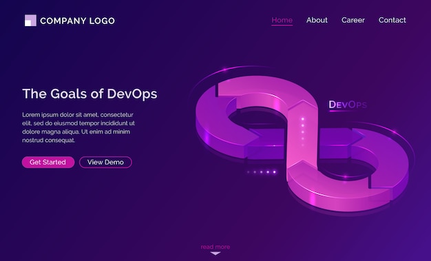 Bezpłatny wektor strona docelowa celów devops