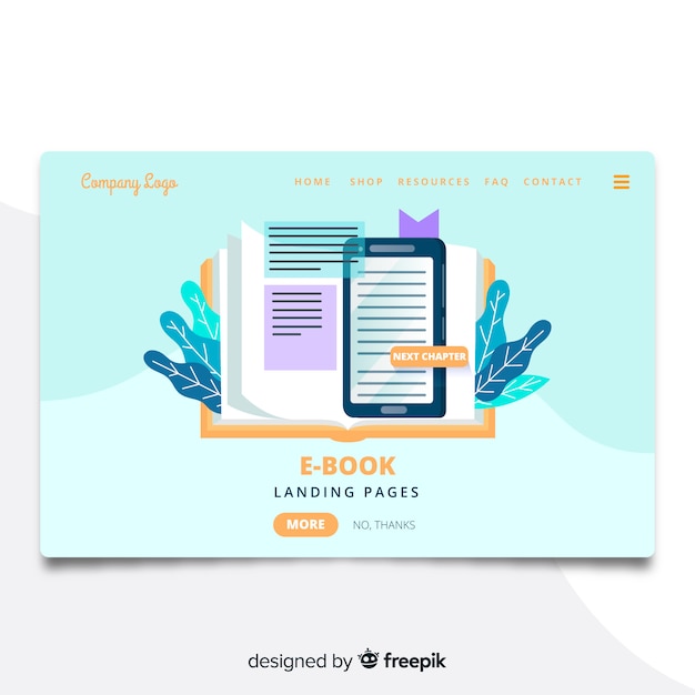 Bezpłatny wektor strona docelowa ebook