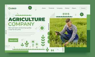 Bezpłatny wektor strona docelowa firmy rolniczej z płaskim projektem