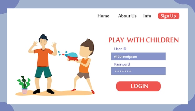 Strona docelowa zagraj z dziećmi, strefa dla dzieci nowoczesna koncepcja ilustracji wektorowych dla szablonu witryny i tworzenia witryn mobilnych
