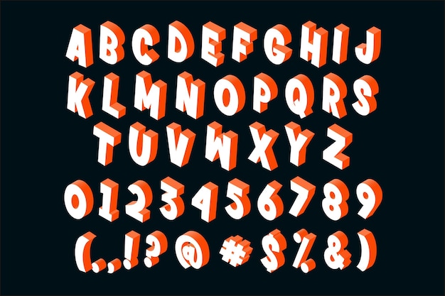 Bezpłatny wektor styl alfabetu izometrycznego