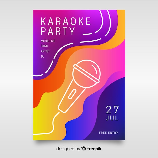 Bezpłatny wektor styl gradientu plakat karaoke szablon