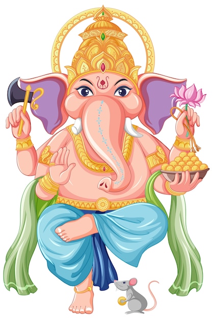 Bezpłatny wektor styl kreskówki lord ganesha