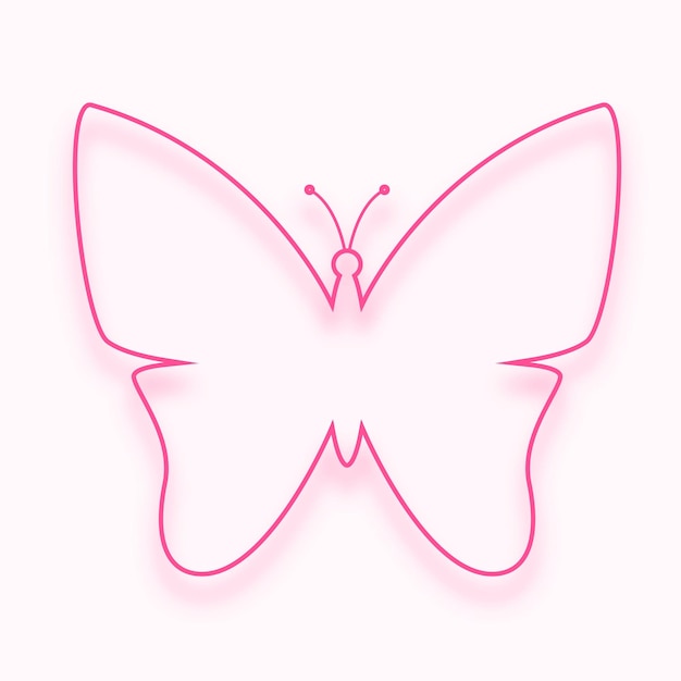 Bezpłatny wektor styl linii różowy motyl pozdrowienie projekt tła