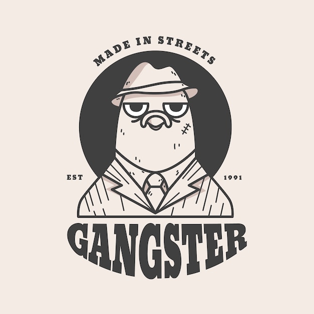 Styl Retro Na Logo Gangstera