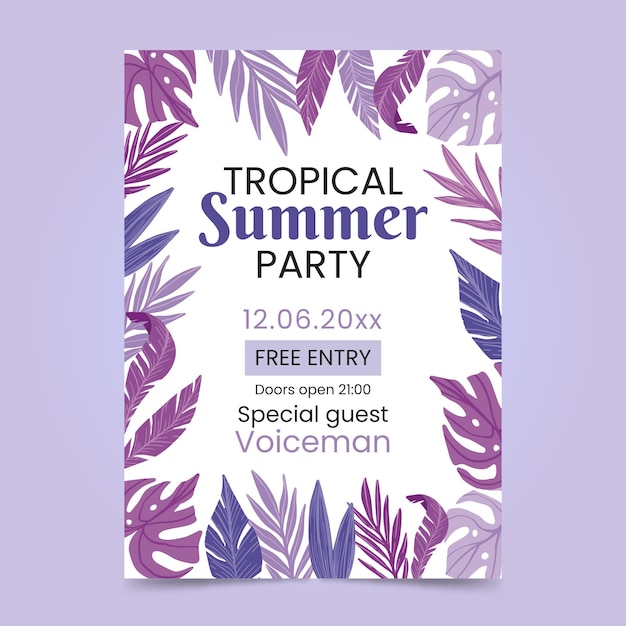 Styl Szablon Tropikalny Plakat Party
