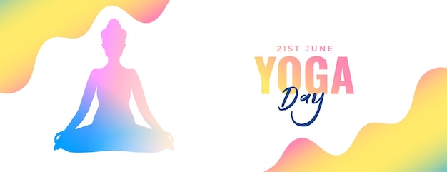 Bezpłatny wektor stylowy baner obchodów 21. dnia jogi dla terapii ajurwedyjskiej