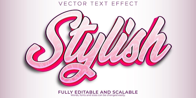 Bezpłatny wektor stylowy efekt tekstu mody edytowalny różowy i dziewczęcy styl tekstu