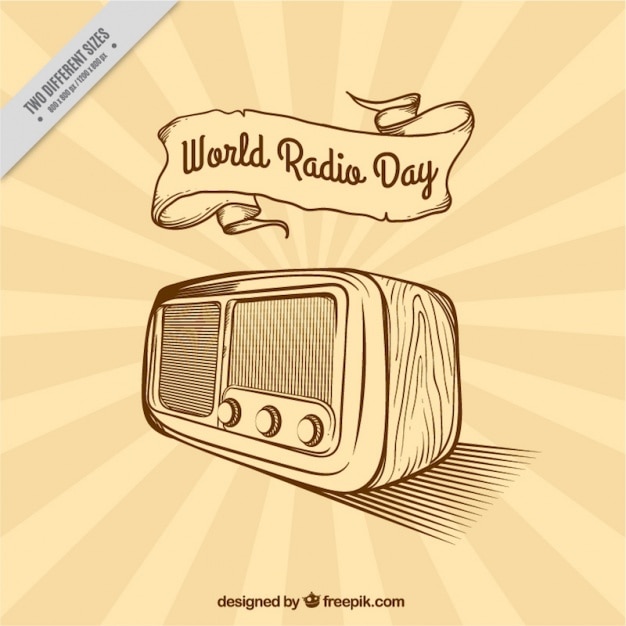 Bezpłatny plik Wektor sunburst tła do dnia radiowej świata w stylu retro