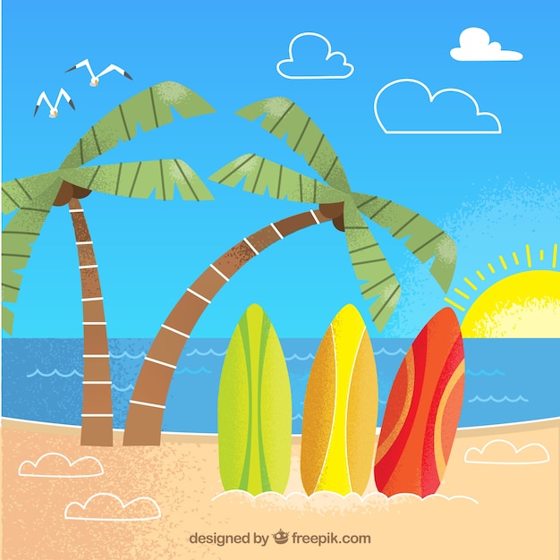 Surfboard na tle plaży