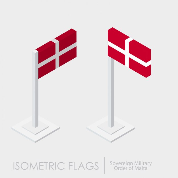 Suwerenny wojskowy rozkaz Malta flaga 3d isometric styl