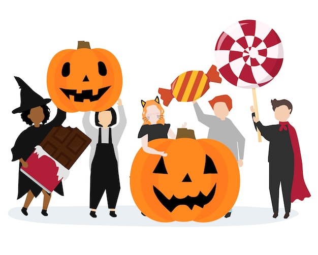 Bezpłatny wektor Świąteczna szczęśliwa halloweenowa graficzna ilustracja