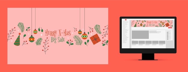 Bezpłatny wektor Świąteczna sztuka kanału youtube
