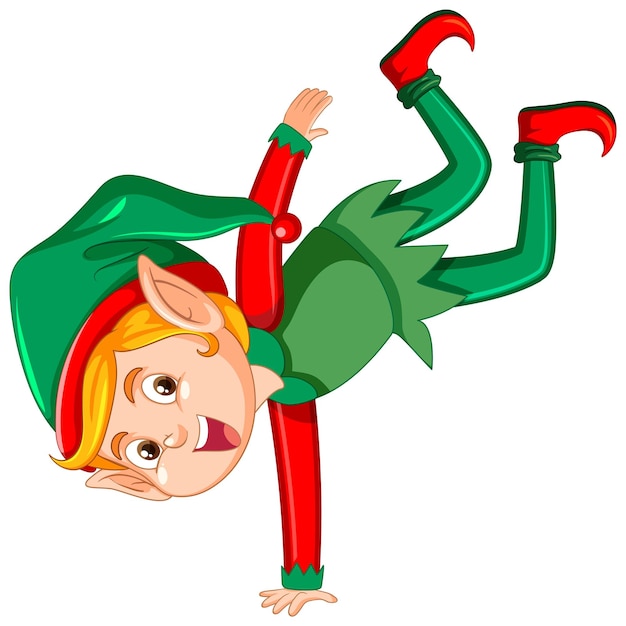 Bezpłatny wektor Świąteczny elf tańczący postać z kreskówki