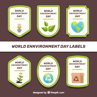 Światowe etykiety dnia środowiska z kolekcji tło dot