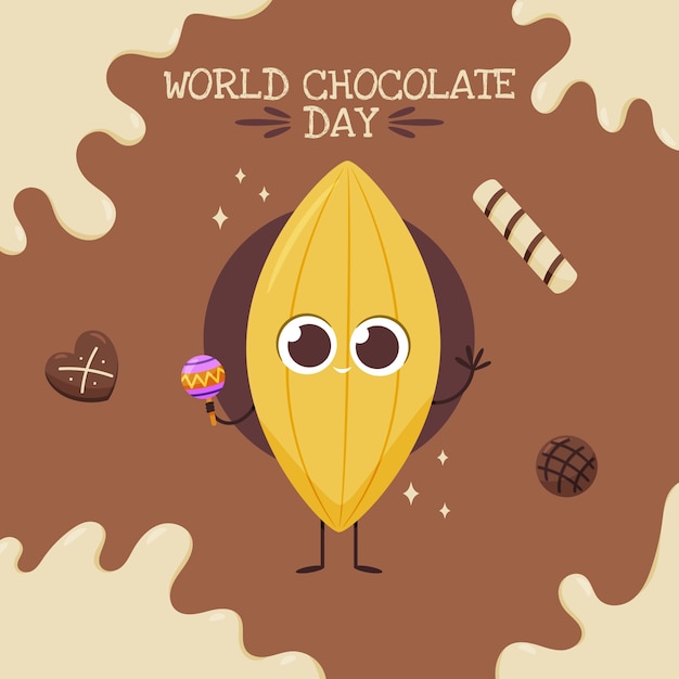Bezpłatny wektor Światowy dzień czekolady ręcznie rysowane płaska ilustracja