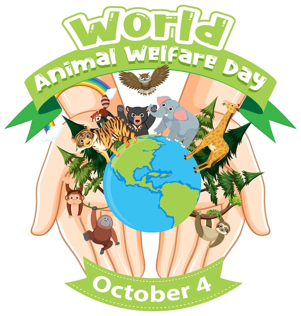 Bezpłatny wektor Światowy dzień dobrostanu zwierząt 4 października