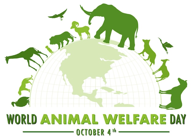 Bezpłatny wektor Światowy dzień dobrostanu zwierząt koncepcja wektor