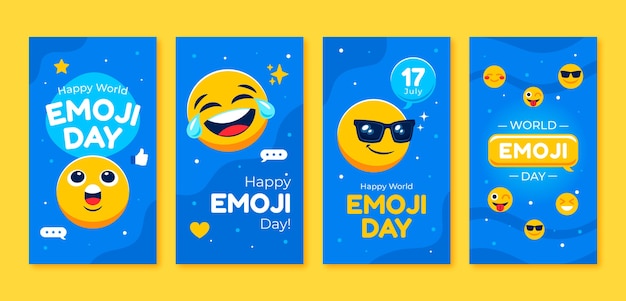 Bezpłatny wektor Światowy dzień emoji na instagramie