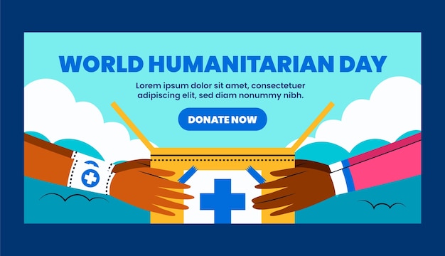 Światowy Dzień Humanitarny Ręcznie Rysowane Płaski Baner