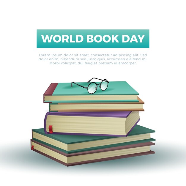 Światowy dzień książki w realistycznym stylu