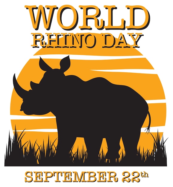 Bezpłatny wektor Światowy dzień nosorożca 22 września