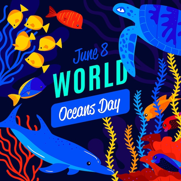 Światowy Dzień Oceanów Ilustracji Stylu