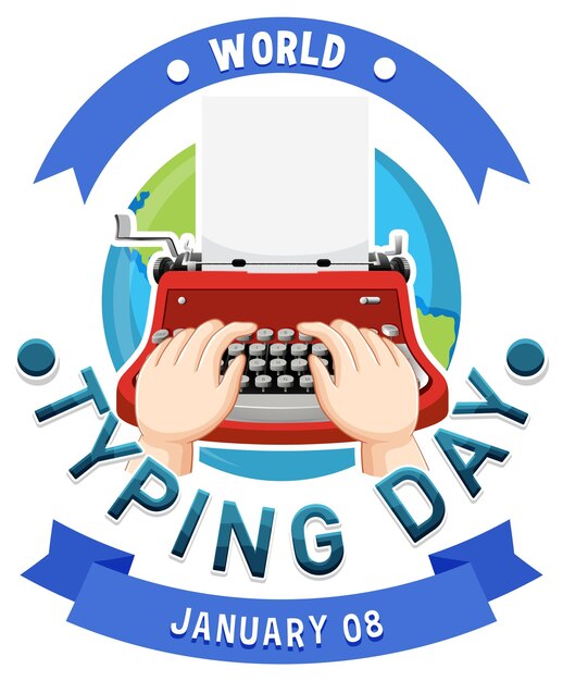 Bezpłatny wektor Światowy dzień pisania na klawiaturze ikona stycznia