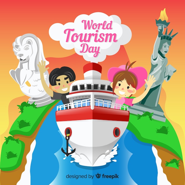 Bezpłatny wektor Światowy dzień turystyki tło