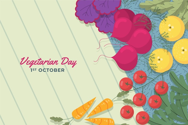 Bezpłatny wektor Światowy dzień wegetariański ręcznie rysowane płaska ilustracja