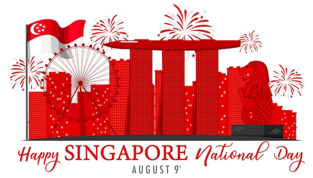 Święto Narodowe Singapuru z Marina Bay Sands Singapur i fajerwerkami