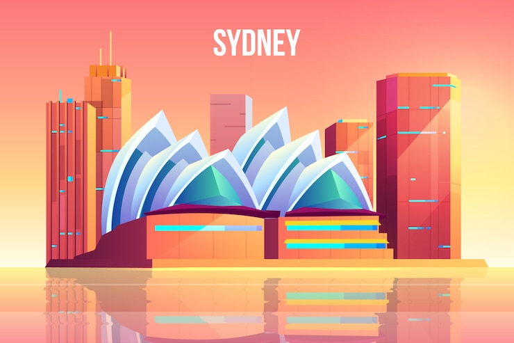 Bezpłatny plik Wektor sydney miasto z opera teatru linią horyzontu, australia