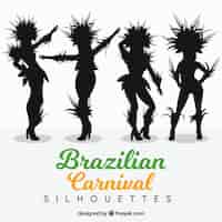 Bezpłatny wektor sylwetka brazylijski karnawał tancerz kolekcja
