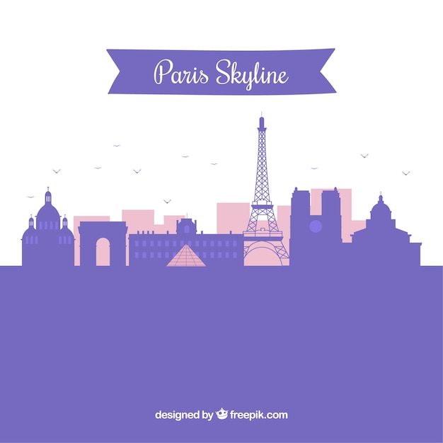 Bezpłatny wektor sylwetka paryż panoramę tło w stylu płaski