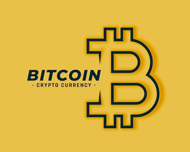 Symbol Bitcoin w stylu grafiki liniowej na żółto