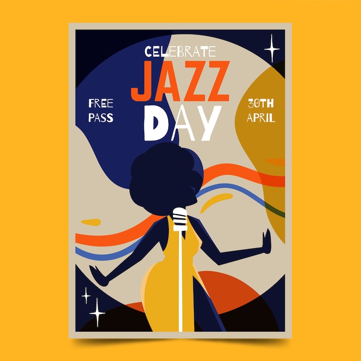 Bezpłatny plik Wektor szablon akwarela międzynarodowy plakat jazzowy dzień