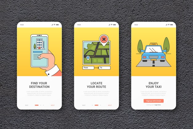 Szablon aplikacji onboarding usługi taxi