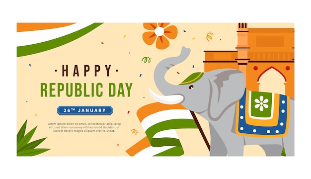 Bezpłatny wektor szablon banera poziomego obchody dnia republiki indii