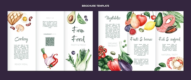 Bezpłatny wektor szablon broszury akwarela zdrowej żywności