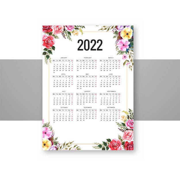 Szablon Broszury Calendar2022 Do Projektowania Kwiatów