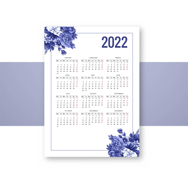 Szablon Broszury Calendar2022 Do Projektowania Kwiatów