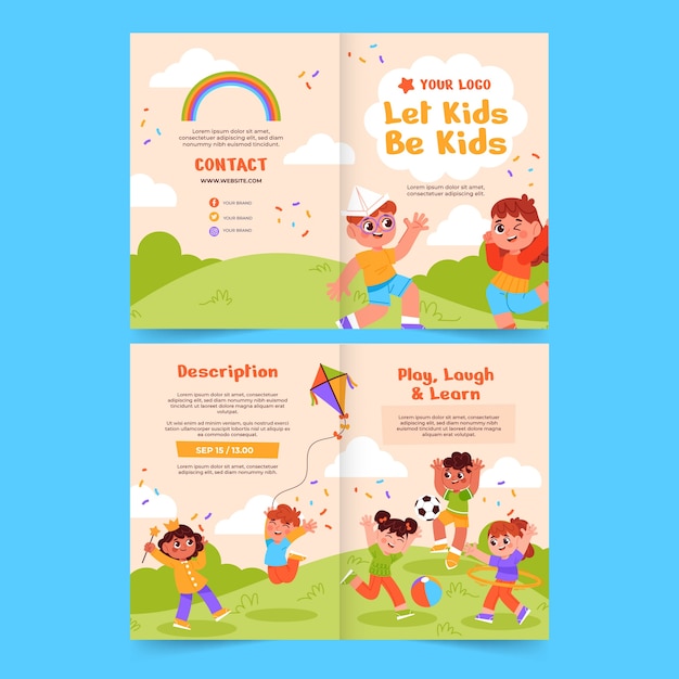 Bezpłatny wektor szablon broszury dla dzieci