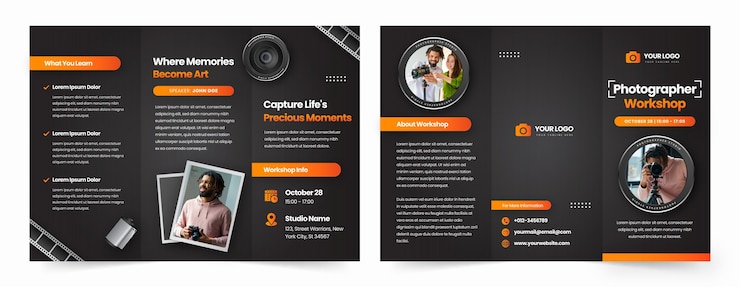 Bezpłatny plik Wektor szablon broszury dla kariery i hobby fotografa