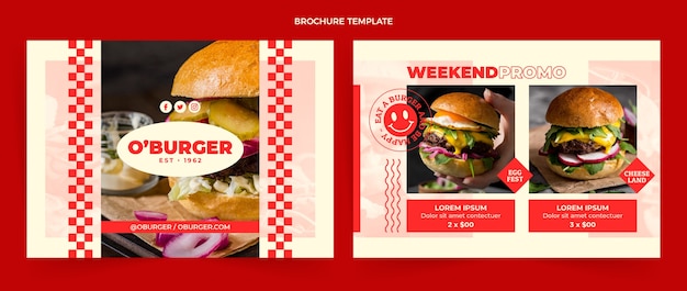 Bezpłatny wektor szablon broszury z burgerami o płaskiej konstrukcji