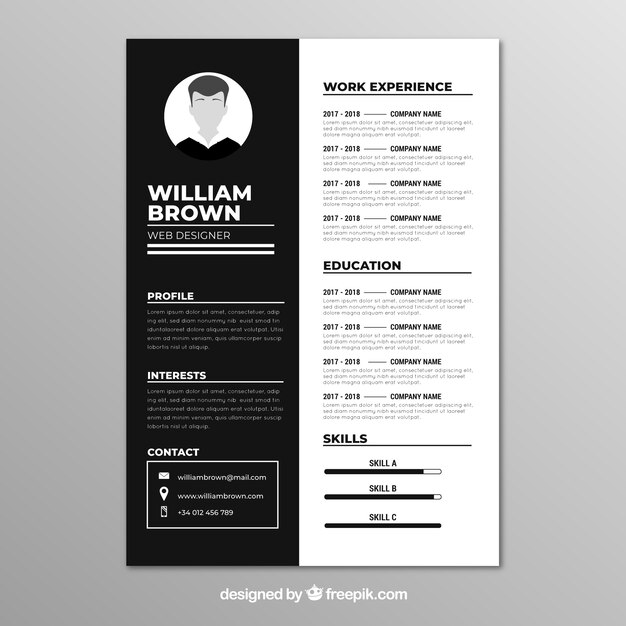 Szablon CV czarno-biały