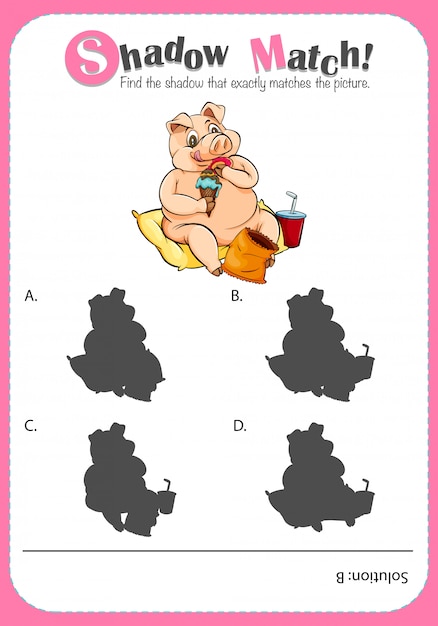 Bezpłatny wektor szablon do gry z cieniem pasującym świnią