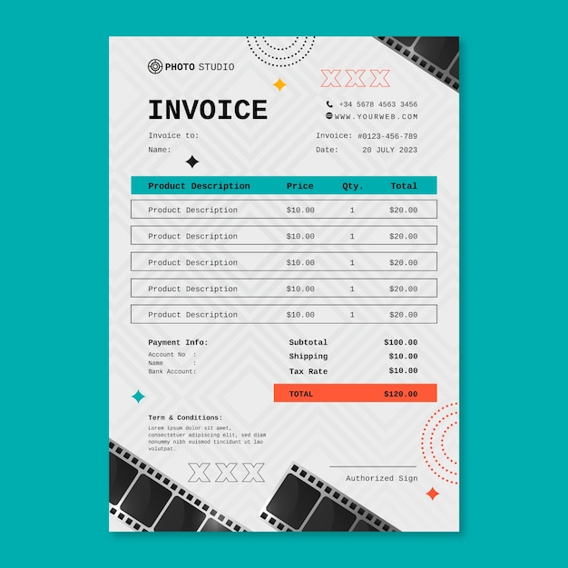 Szablon Faktury Studio Fotografii Gradientowej