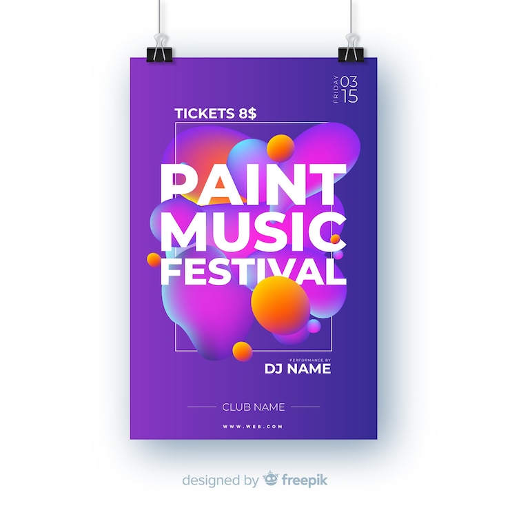 Bezpłatny plik Wektor szablon festiwalu muzyki abstrakcyjnej farby plakat