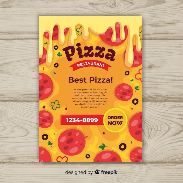 Bezpłatny wektor szablon flyer pizzy